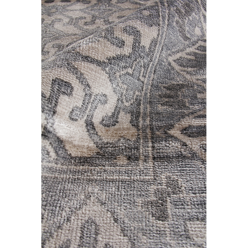 Antique Weave Bamboo Hand-Knotted Bamboo Silk Ivory/Silver 6'x9' Area Rug