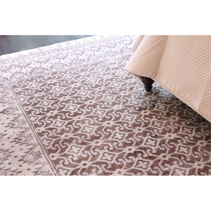 Antique Weave Bamboo Hand-Knotted Bamboo Silk Beige 6'x9' Area Rug