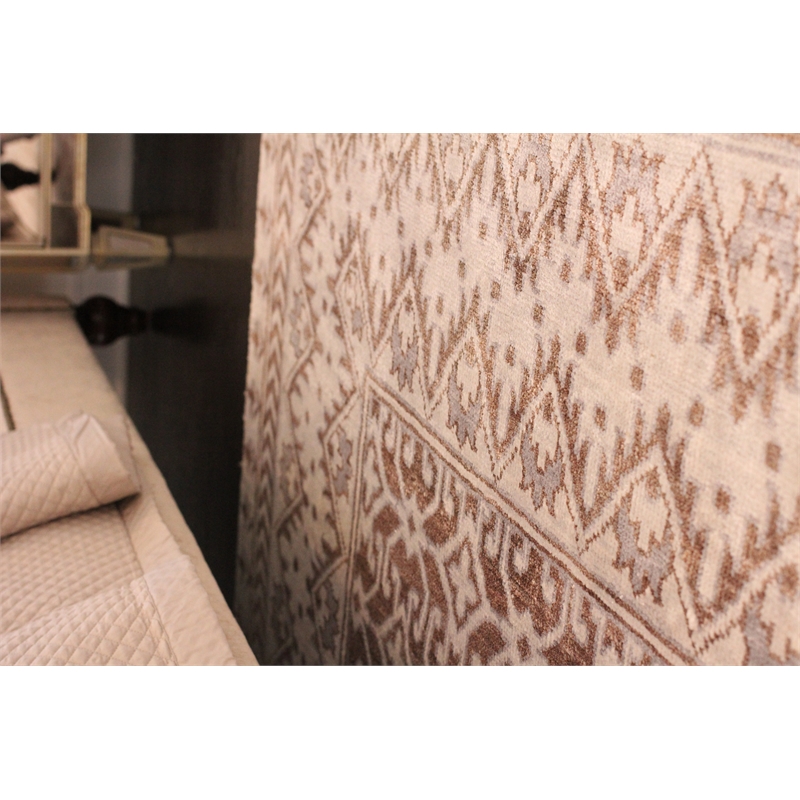 Antique Weave Bamboo Hand-Knotted Bamboo Silk Beige 6'x9' Area Rug