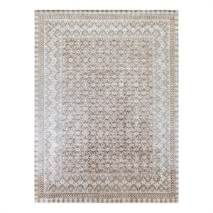 Antique Weave Bamboo Hand-Knotted Bamboo Silk Beige 6'x9' Area Rug