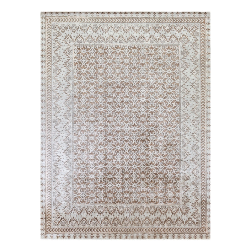 Antique Weave Bamboo Hand-Knotted Bamboo Silk Beige 9'x12' Area Rug