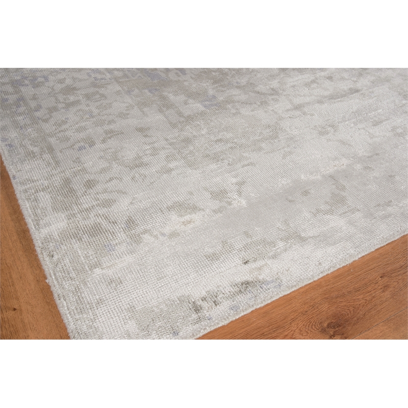 Antique Weave Bamboo Hand-Knotted Bamboo Silk Silver 6'x9' Area Rug