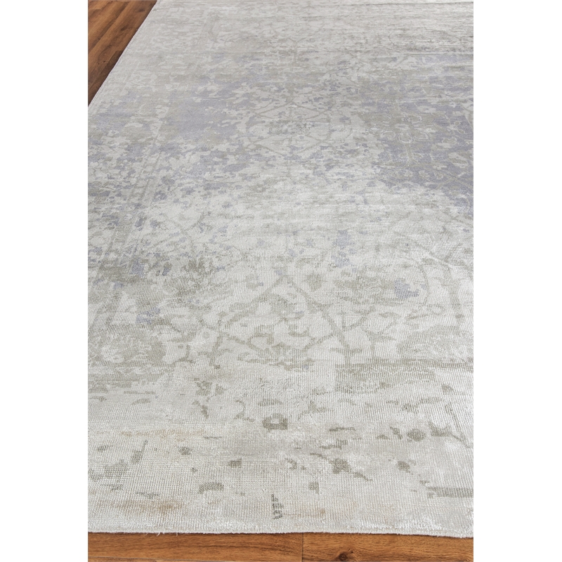 Antique Weave Bamboo Hand-Knotted Bamboo Silk Silver 8'x10' Area Rug