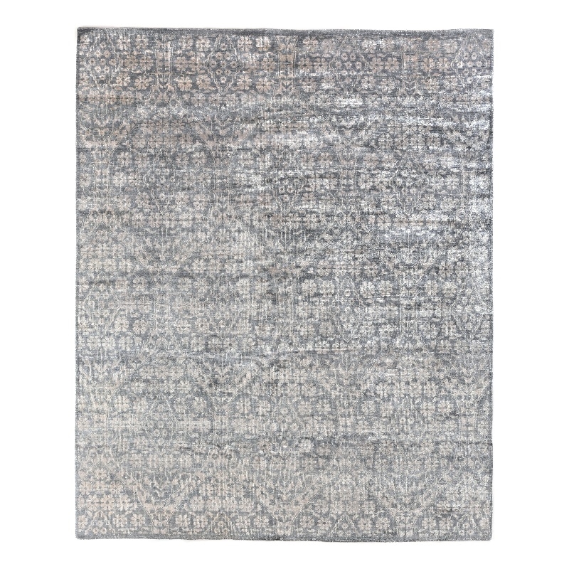 Antique Weave Bamboo Hand-Knotted Bamboo Silk Gray 6'x9' Area Rug