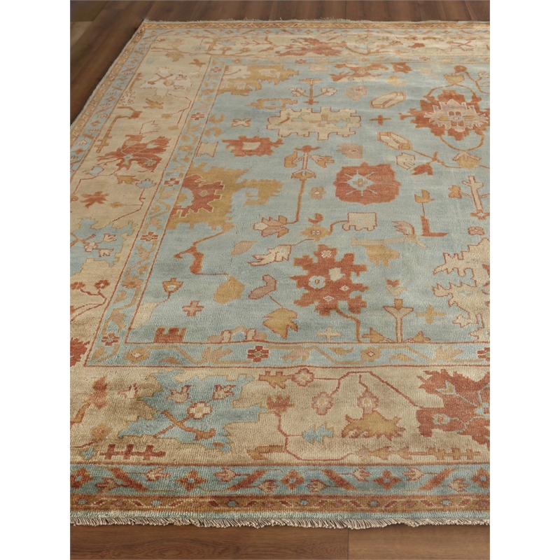 Antique Weave Oushak Hand-Knotted Wool Dark Blue/Beige 14'x18' Area Rug
