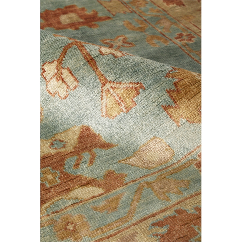 Antique Weave Oushak Hand-Knotted Wool Dark Blue/Beige 14'x18' Area Rug