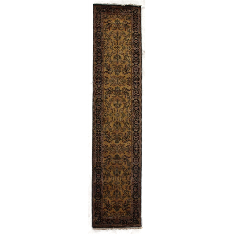 Antique Weave Mohajeran Hand-Knotted Wool Gold/Black 15'x20' Area Rug