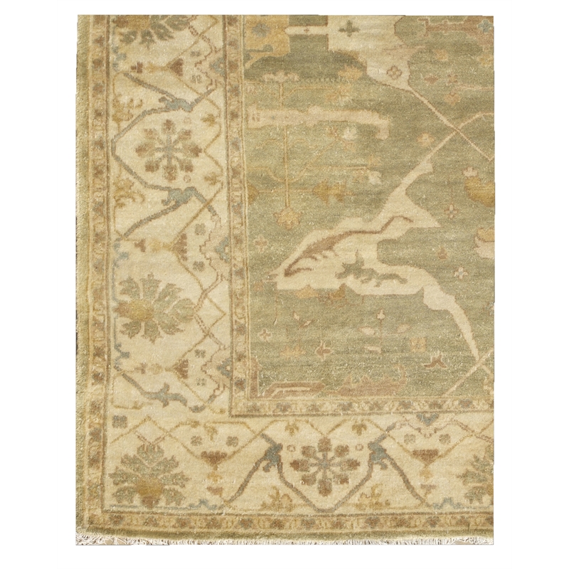 Antique Weave Oushak Hand-Knotted Wool Light Green/Ivory 14'x18' Area Rug