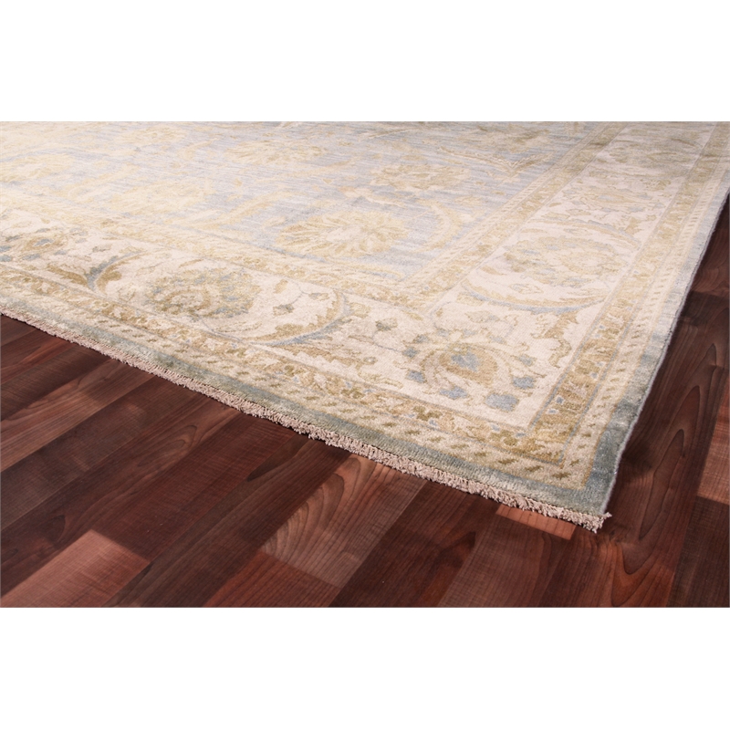 Antique Weave Oushak Hand-Knotted Wool Light Blue/Ivory 15'x20' Area Rug
