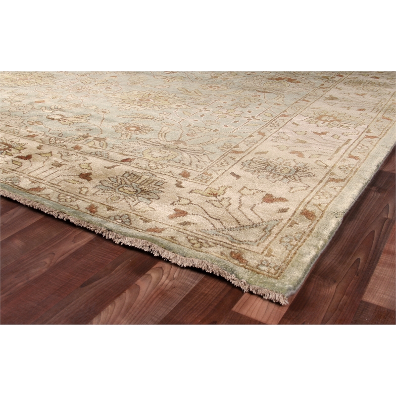 Antique Weave Oushak Hand-Knotted Wool Light Blue/Ivory 9'x12' Area Rug