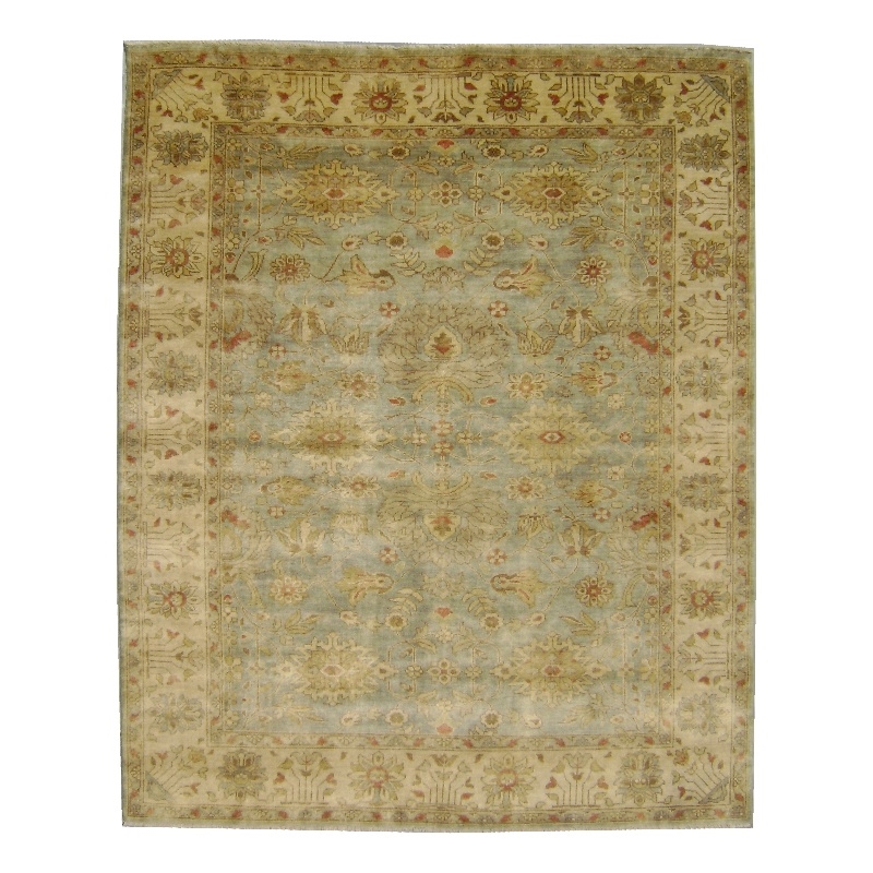 Antique Weave Oushak Hand-Knotted Wool Light Blue/Ivory 9'x12' Area Rug