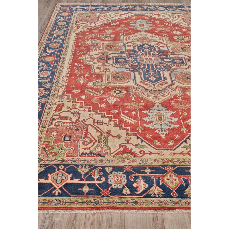 Antique Weave Serapi Hand-Knotted New Zealand Wool Red/Blue 12'x15' Area Rug