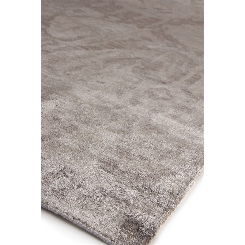 Antique'D Silk Hand-Knotted Bamboo Silk Silver 9'x12' Area Rug