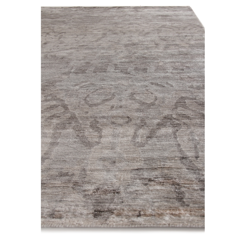 Antique'D Silk Hand-Knotted Bamboo Silk Silver 9'x12' Area Rug