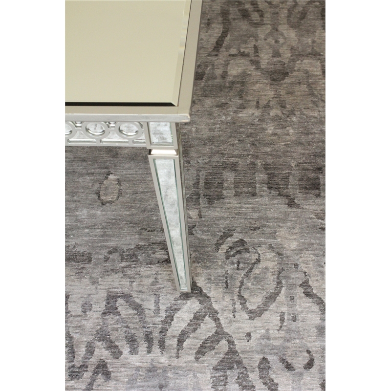Antique'D Silk Hand-Knotted Bamboo Silk Silver 9'x12' Area Rug