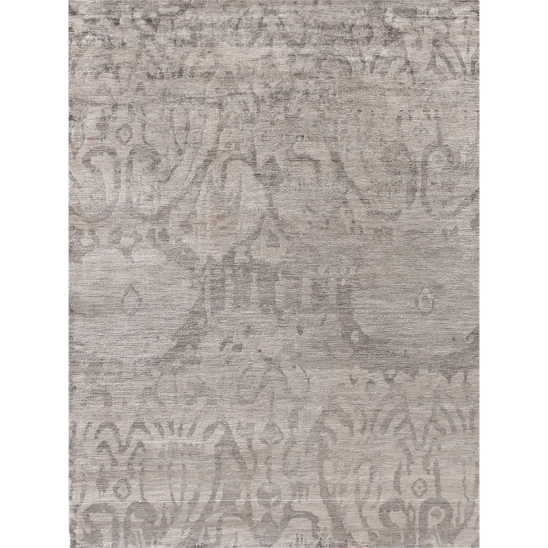 Antique'D Silk Hand-Knotted Bamboo Silk Silver 9'x12' Area Rug