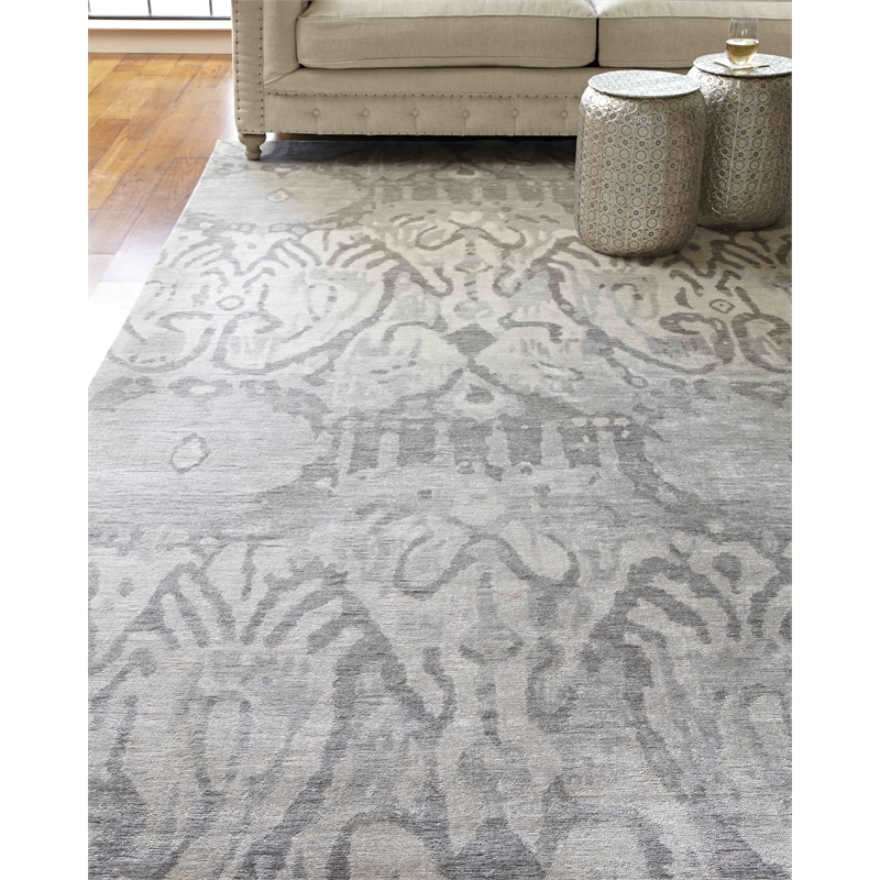 Antique'D Silk Hand-Knotted Bamboo Silk Ivory/Silver 6'x9' Area Rug
