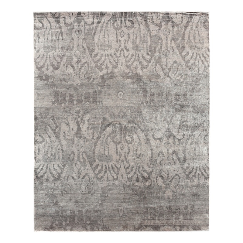 Antique'D Silk Hand-Knotted Bamboo Silk Ivory/Silver 8'x10' Area Rug