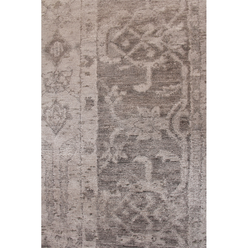 Antique'D Silk Hand-Knotted Bamboo Silk Ivory/Silver 10'x14' Area Rug