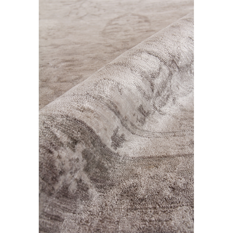 Antique'D Silk Hand-Knotted Bamboo Silk Ivory/Silver 10'x14' Area Rug
