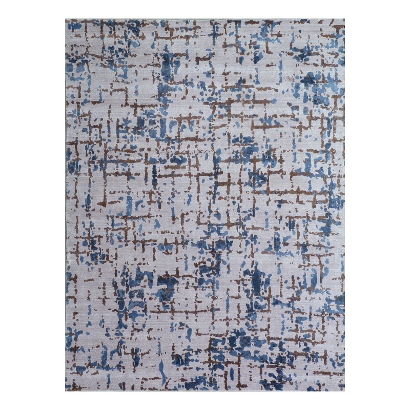 Antolini Handloomed Bamboo Silk Ivory/Blue 8'x10' Area Rug
