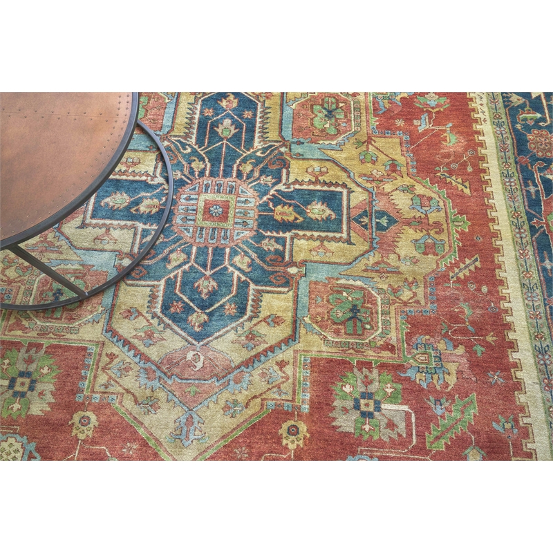 Antique Weave Serapi Hand-Knotted New Zealand Wool Red/Blue 14'x18' Area Rug