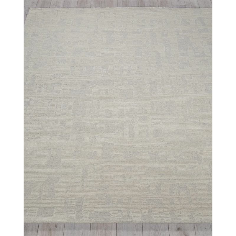 Aspen Hand-Tufted New Zealand Wool Silver/Ivory 9'x12' Area Rug