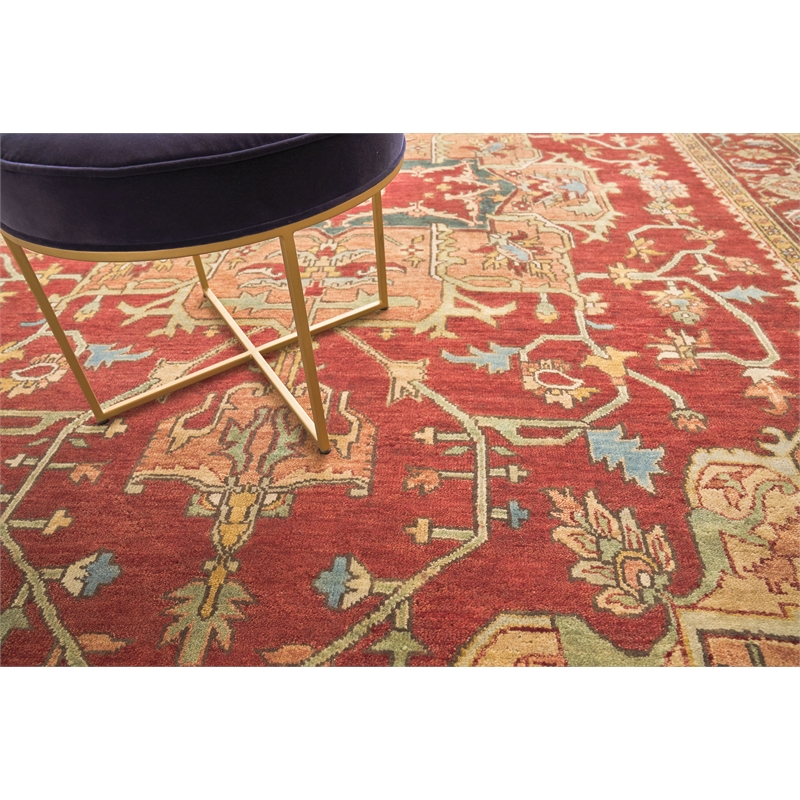 Antique Weave Serapi Hand-Knotted New Zealand Wool Red 9'x12' Area Rug