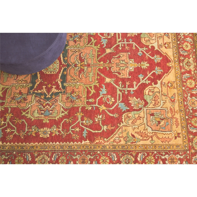 Antique Weave Serapi Hand-Knotted New Zealand Wool Red 9'x12' Area Rug