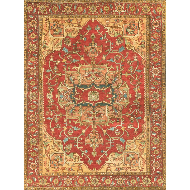 Antique Weave Serapi Hand-Knotted New Zealand Wool Red 9'x12' Area Rug