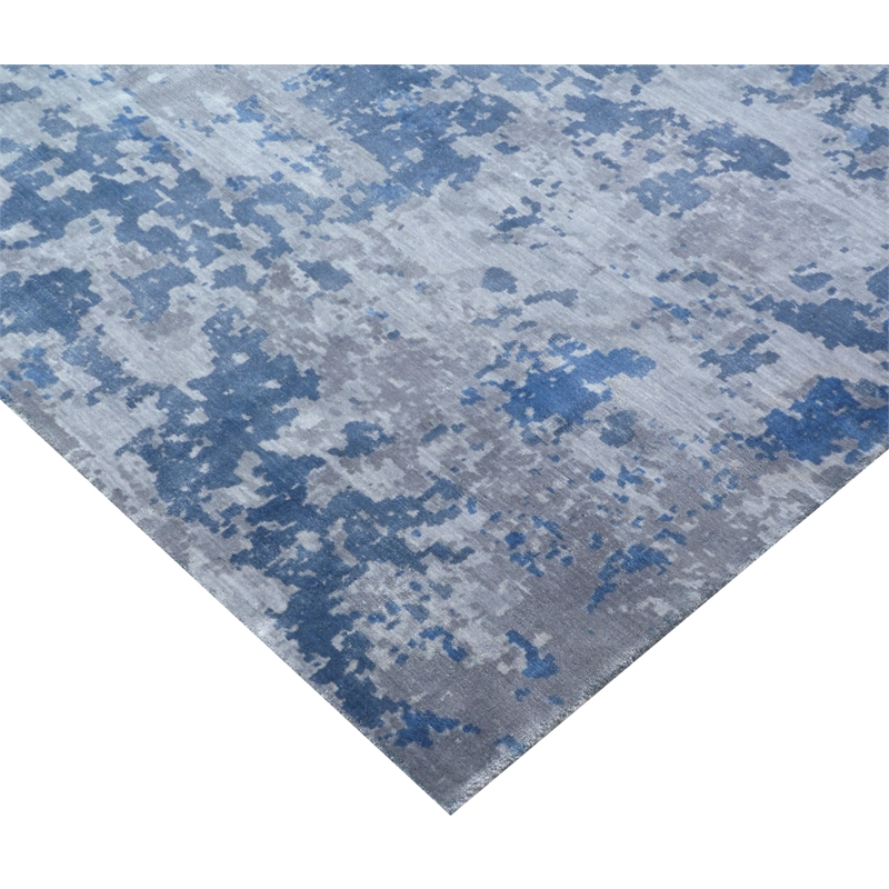 Antolini Handloomed Bamboo Silk Blue/Silver 8'x10' Area Rug