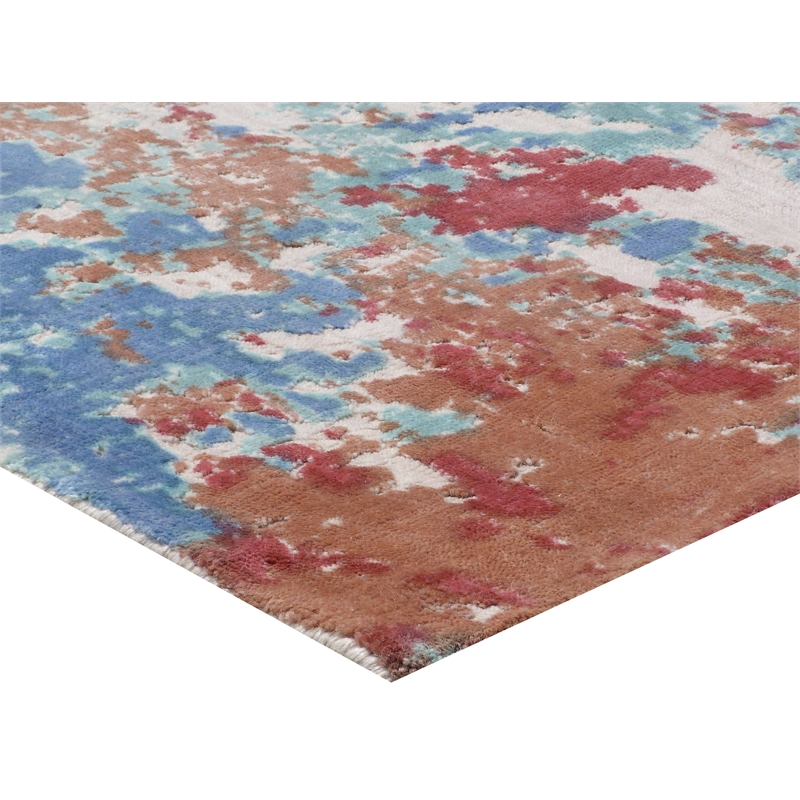 Antolini Handloomed Bamboo Silk Red/Multi 8'x10' Area Rug