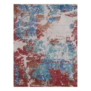 Antolini Handloomed Bamboo Silk Red/Multi 8'x10' Area Rug