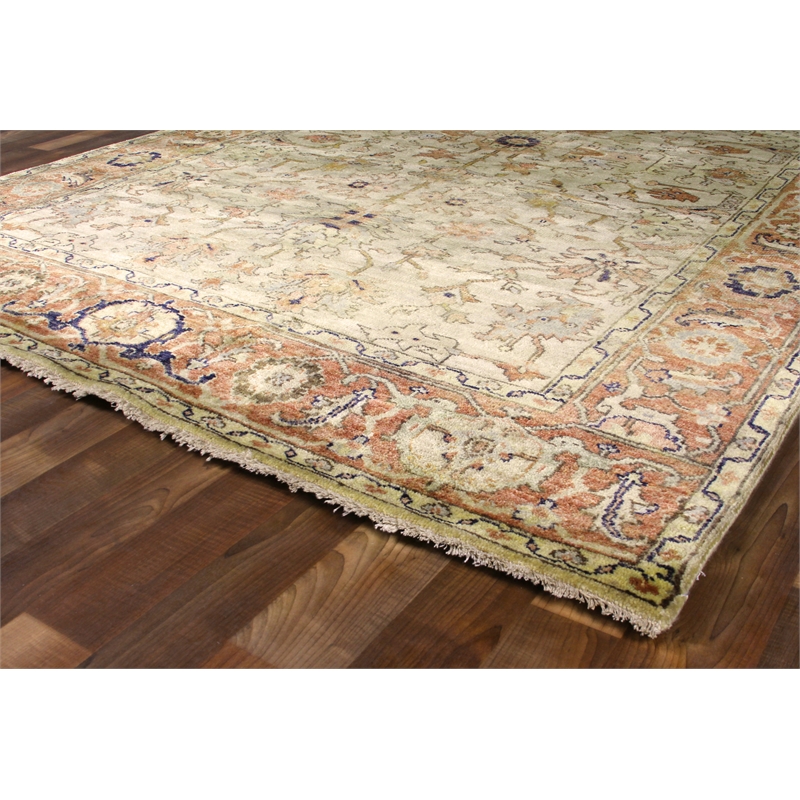 Antique Weave Serapi Hand-Knotted New Zealand Wool Ivory/Rust 15'x19'6