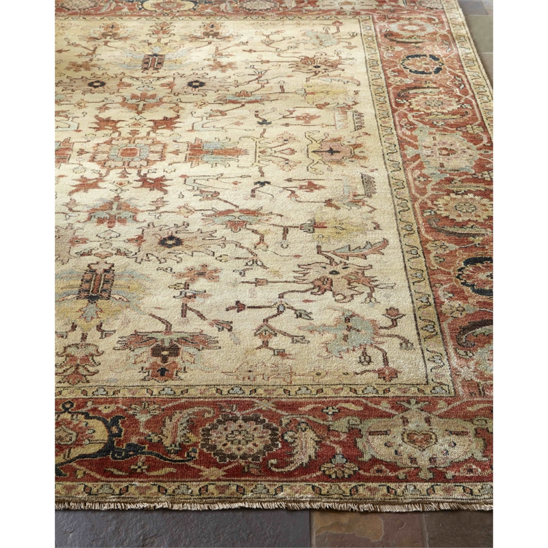 Antique Weave Serapi Hand-Knotted New Zealand Wool Ivory/Rust 15'x19'6