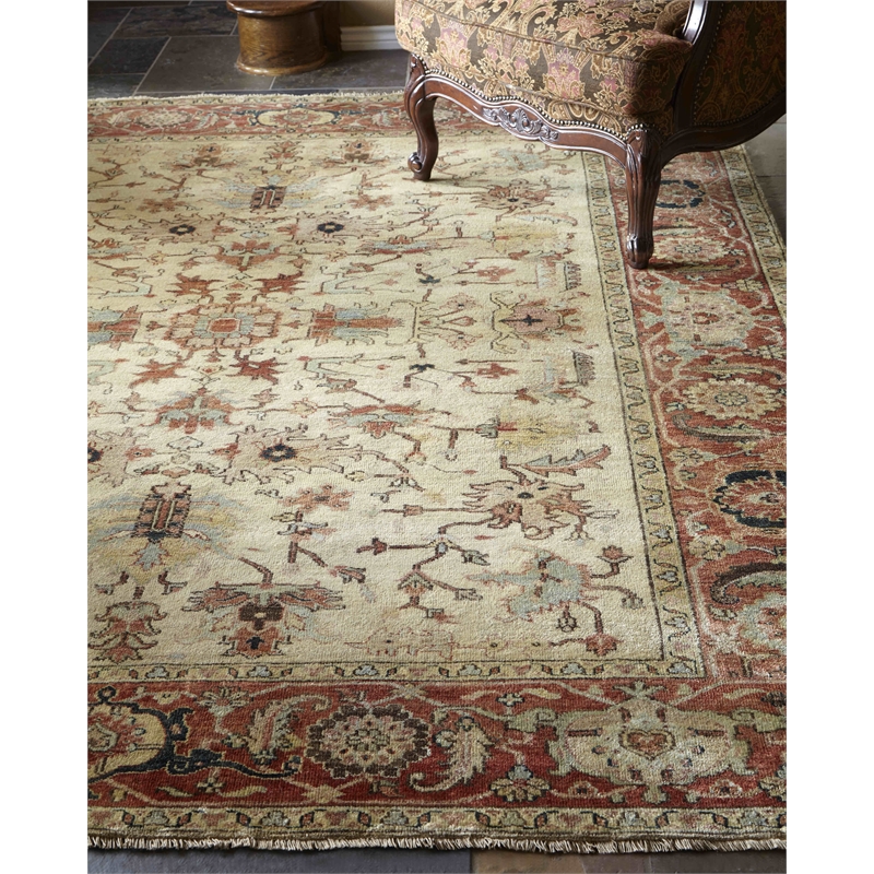 Antique Weave Serapi Hand-Knotted New Zealand Wool Ivory/Rust 15'x19'6