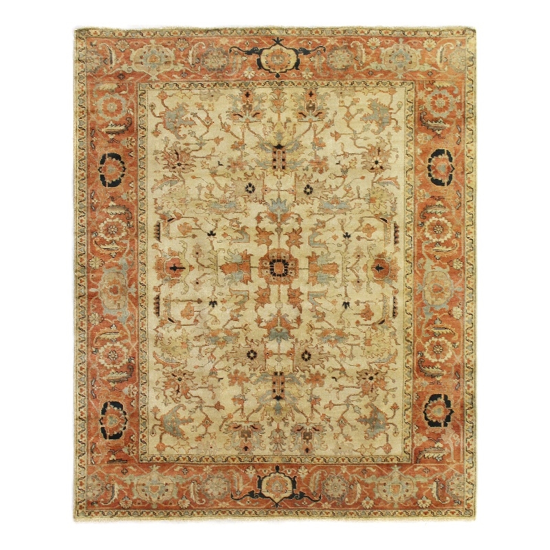 Antique Weave Serapi Hand-Knotted New Zealand Wool Ivory/Rust 15'x19'6
