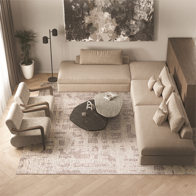 Aspen Hand-Tufted New Zealand Wool Natural Beige/Ivory 8'x10' Area Rug