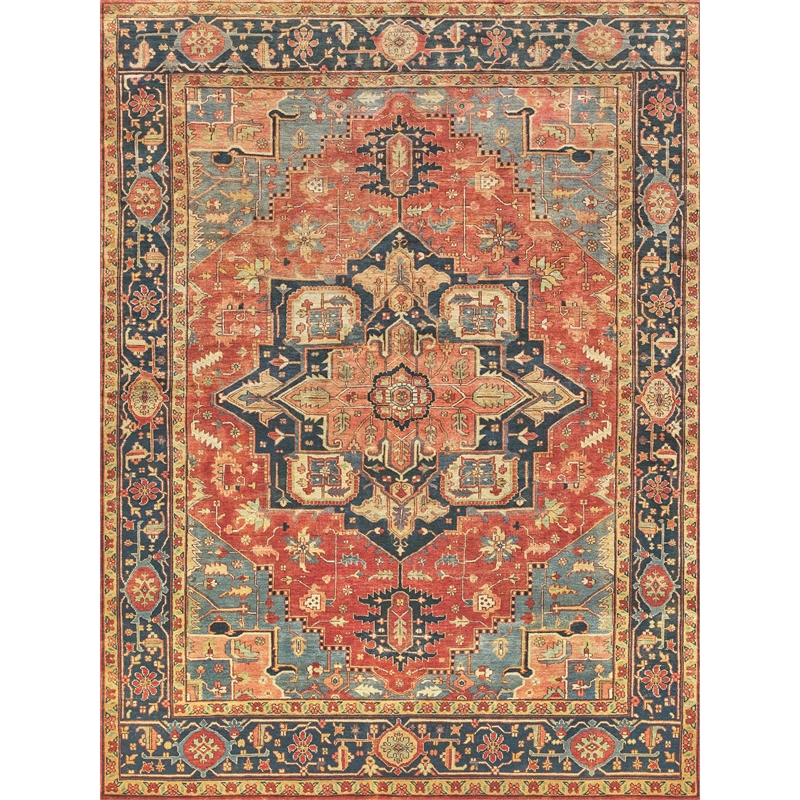 Antique Weave Serapi Hand-Knotted New Zealand Wool Red/Blue 10'x14' Area Rug