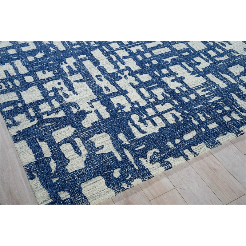 Aspen Hand-Tufted New Zealand Wool Navy/Natural Gray 6'x9' Area Rug