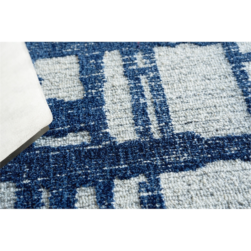 Aspen Hand-Tufted New Zealand Wool Navy/Natural Gray 6'x9' Area Rug