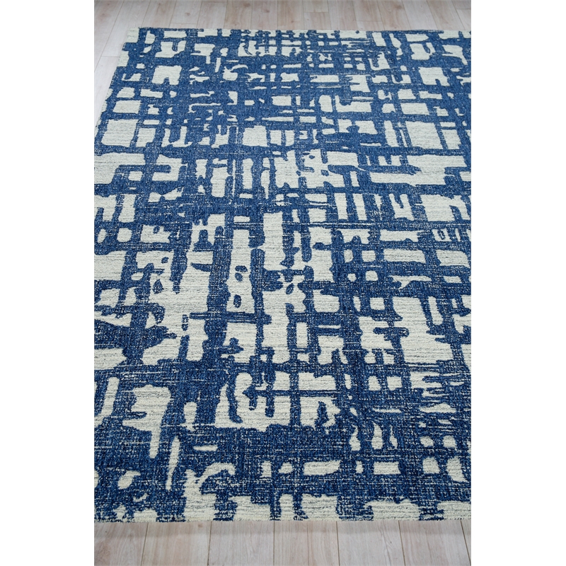Aspen Hand-Tufted New Zealand Wool Navy/Natural Gray 8'x10' Area Rug