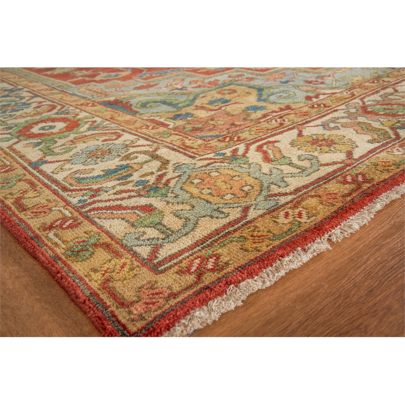 Antique Weave Serapi Hand-Knotted New Zealand Wool Red/Ivory 12'x15' Area Rug