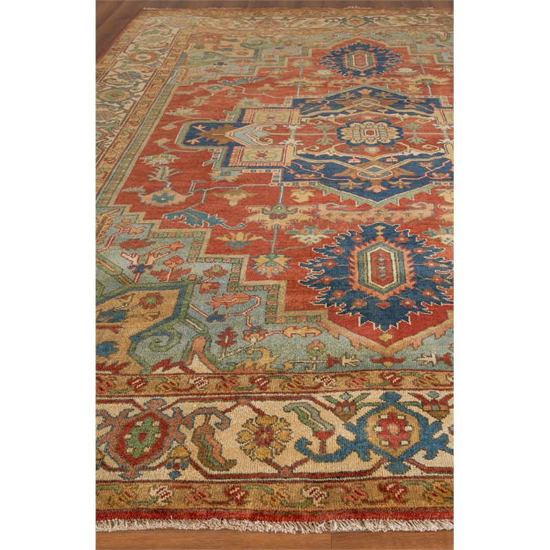 Antique Weave Serapi Hand-Knotted New Zealand Wool Red/Ivory 12'x15' Area Rug
