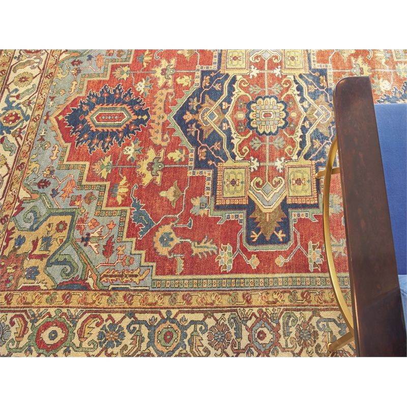 Antique Weave Serapi Hand-Knotted New Zealand Wool Red/Ivory 12'x15' Area Rug