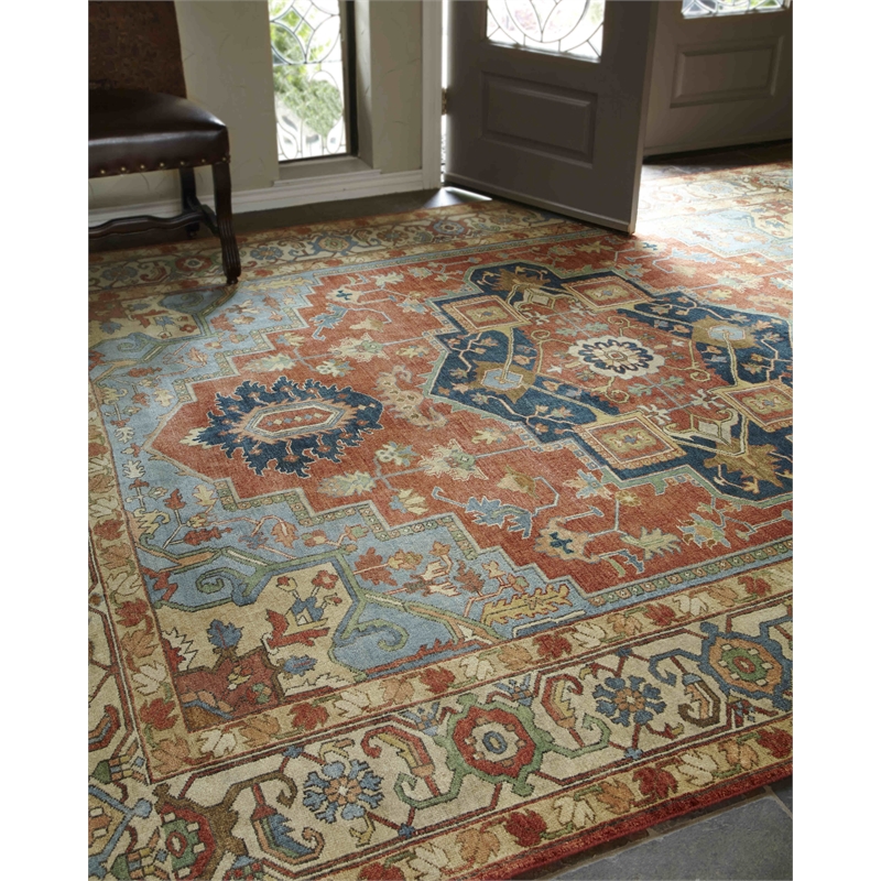 Antique Weave Serapi Hand-Knotted New Zealand Wool Red/Ivory 12'x15' Area Rug
