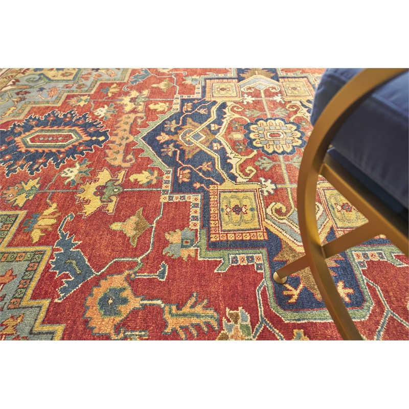 Antique Weave Serapi Hand-Knotted New Zealand Wool Red/Ivory 6'x9' Area Rug