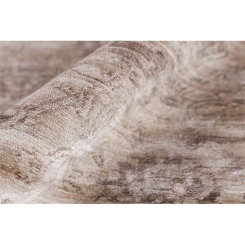 Antique'D Silk Hand-Knotted Bamboo Silk Beige 6'x9' Area Rug