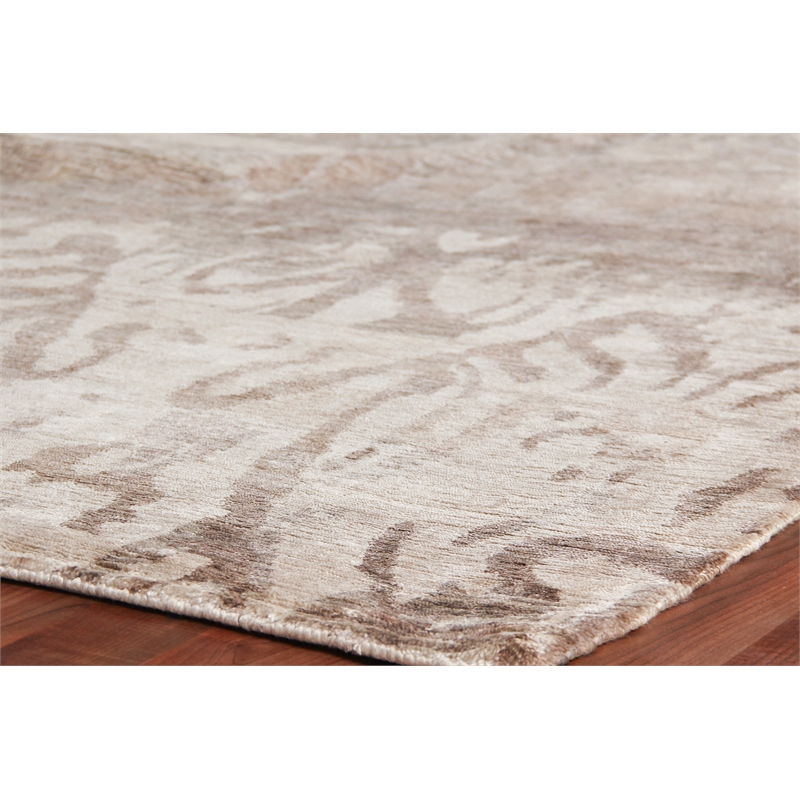 Antique'D Silk Hand-Knotted Bamboo Silk Beige 8'x10' Area Rug