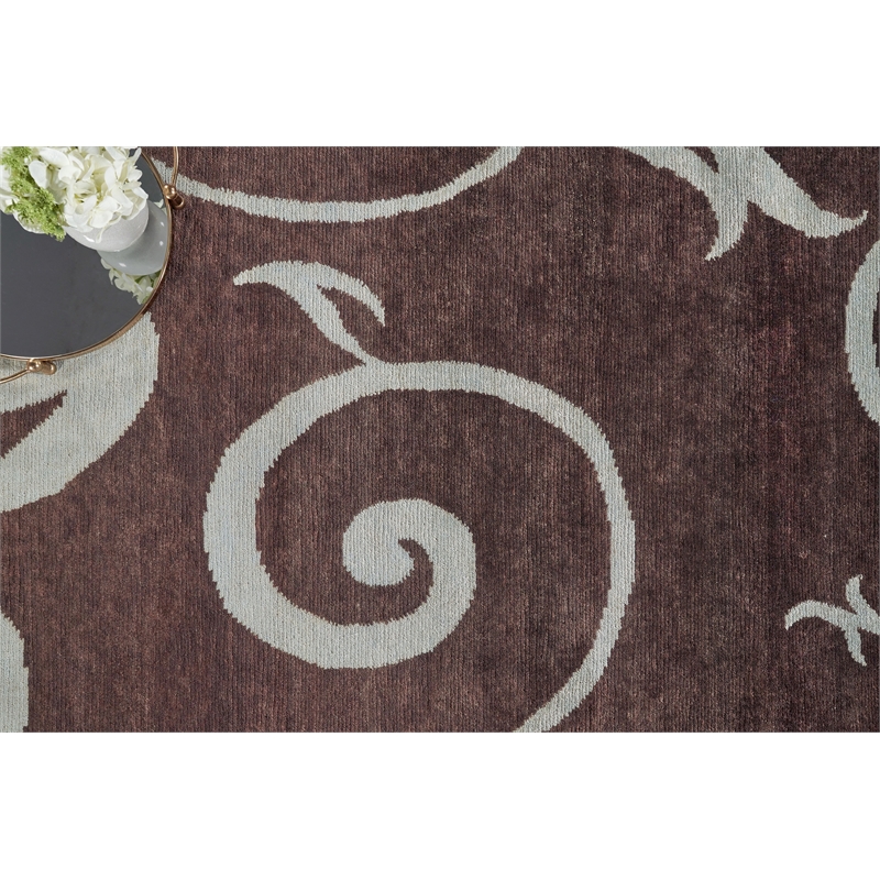Antique Weave Ziegler Hand-Knotted Wool Brown/Light Blue 9'x10' Area Rug